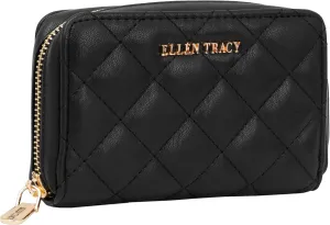 ELLEN TRACY Faux Leather Quilted Indexer Card Case Wallet (Black)