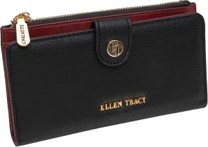 ELLEN TRACY Pebble Grain Card Slots and Coin Purse Case Wallet (Black)