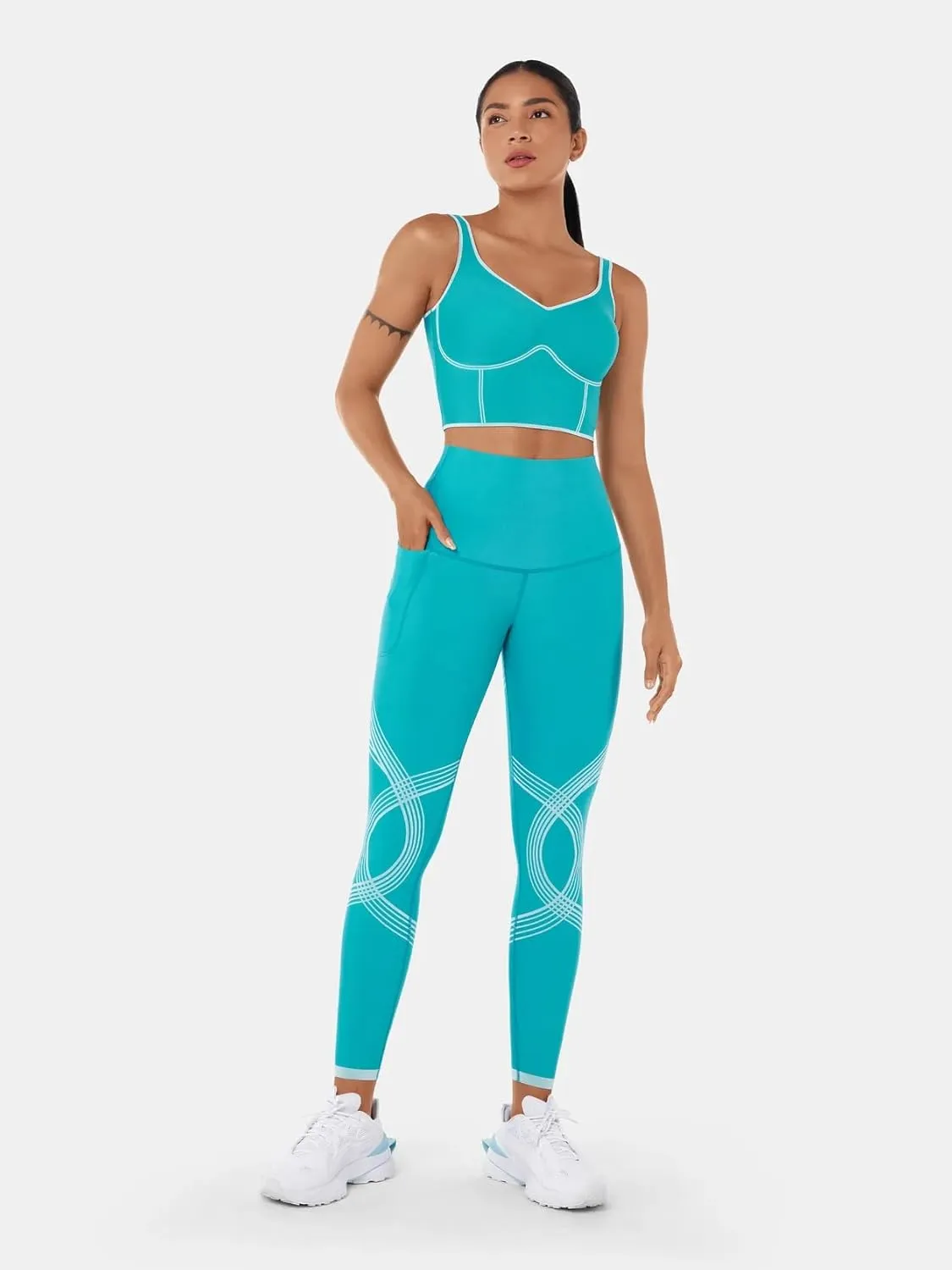 Fanka Compression Body Sculpt Side Pocket Leggings for Women No See Through Reversible Wear High Waisted Yoga Pants Workout