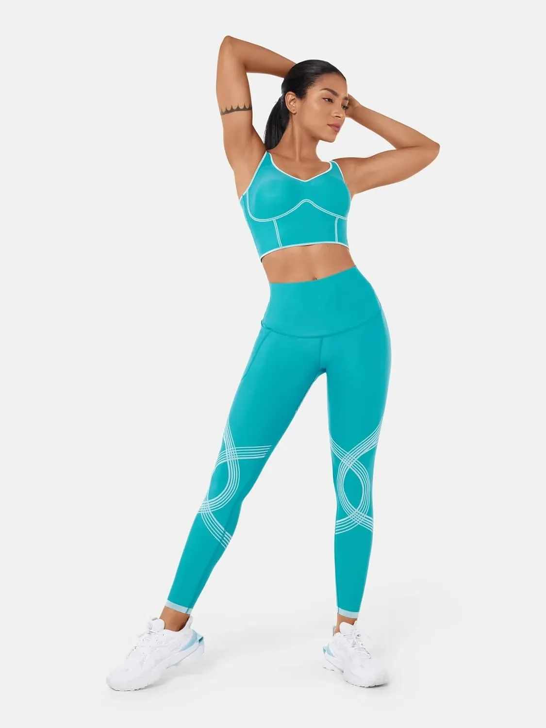 Fanka Compression Body Sculpt Side Pocket Leggings for Women No See Through Reversible Wear High Waisted Yoga Pants Workout