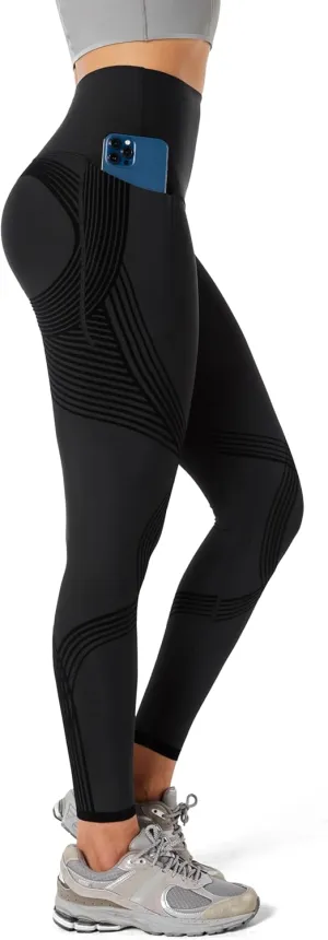 Fanka Compression Body Sculpt Side Pocket Leggings for Women No See Through Reversible Wear High Waisted Yoga Pants Workout