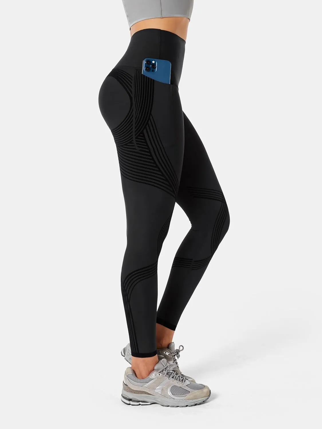 Fanka Compression Body Sculpt Side Pocket Leggings for Women No See Through Reversible Wear High Waisted Yoga Pants Workout