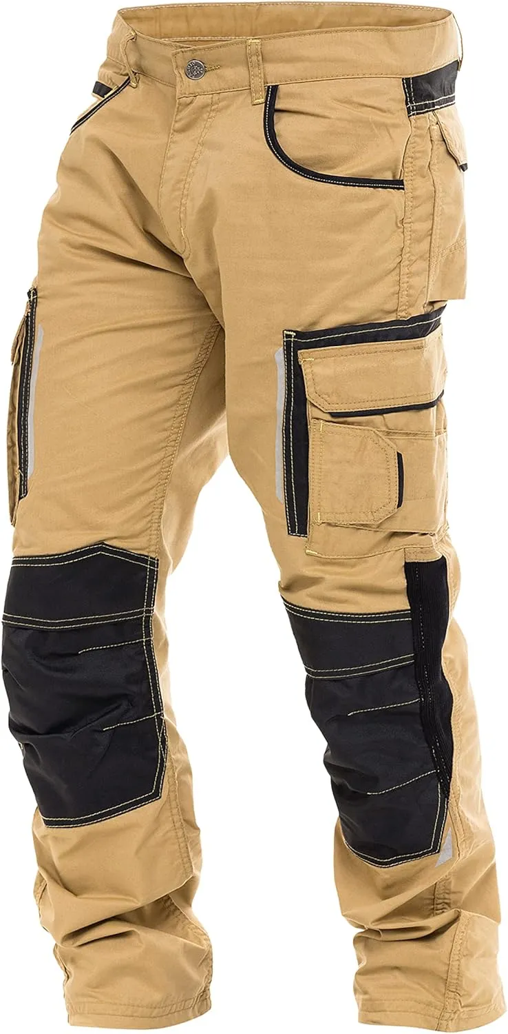 FASHIO FF Mens Construction Pants Utility Work Heavy Duty Workwear Trousers Carpenter Knee Reinforcement Cordura Safety Pants