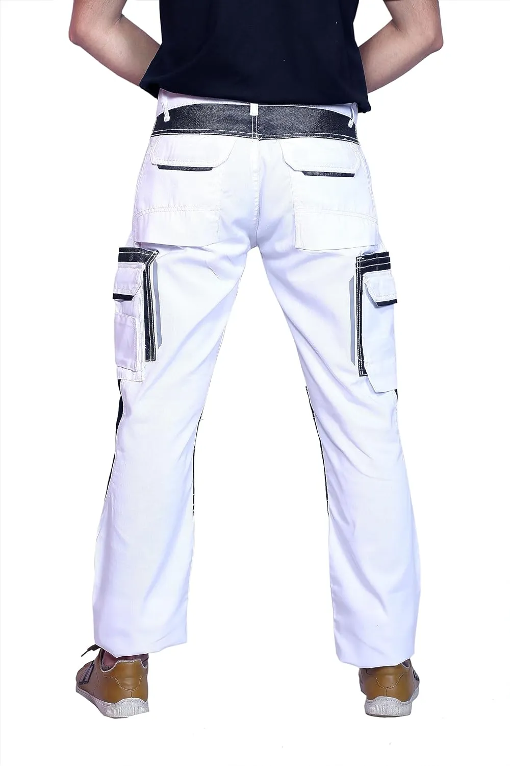 FASHIO FF Mens Construction Pants Utility Work Heavy Duty Workwear Trousers Carpenter Knee Reinforcement Cordura Safety Pants