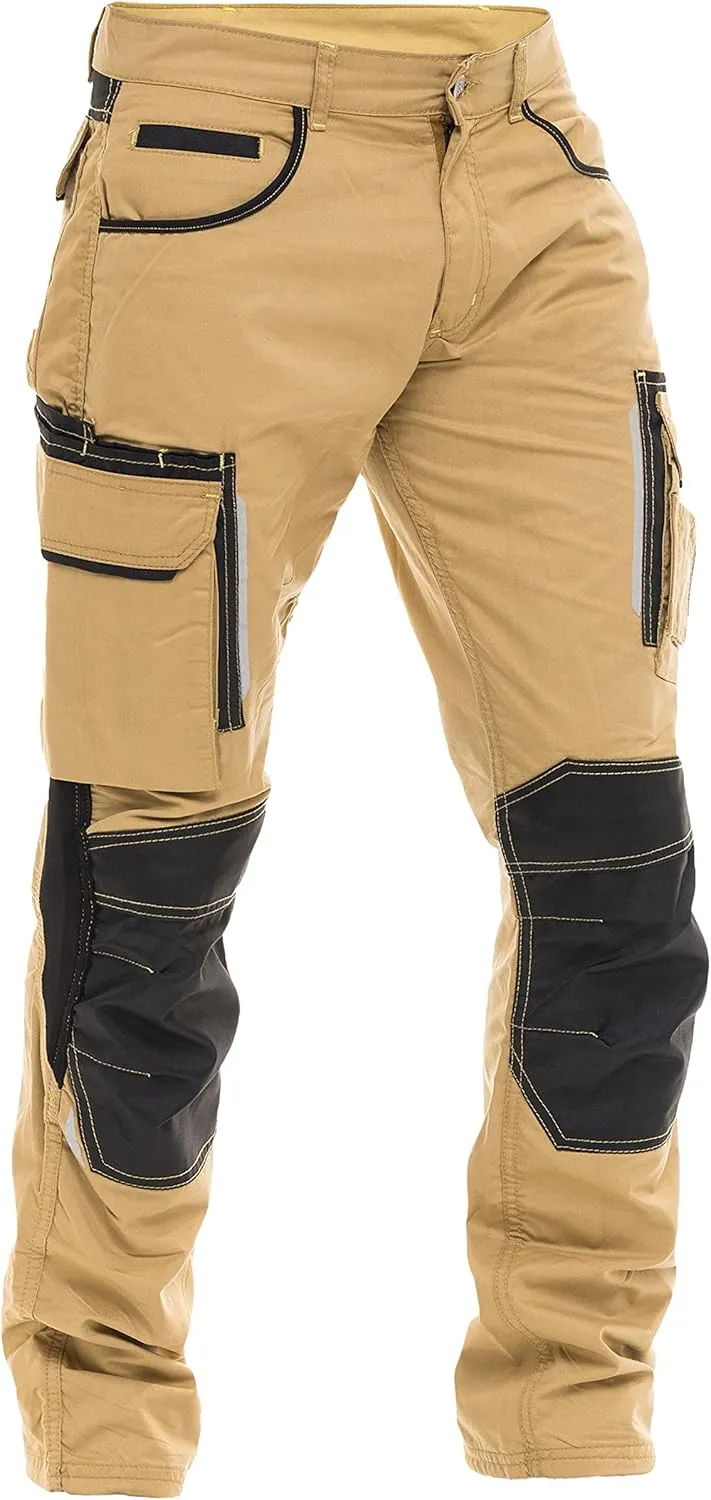 FASHIO FF Mens Construction Pants Utility Work Heavy Duty Workwear Trousers Carpenter Knee Reinforcement Cordura Safety Pants