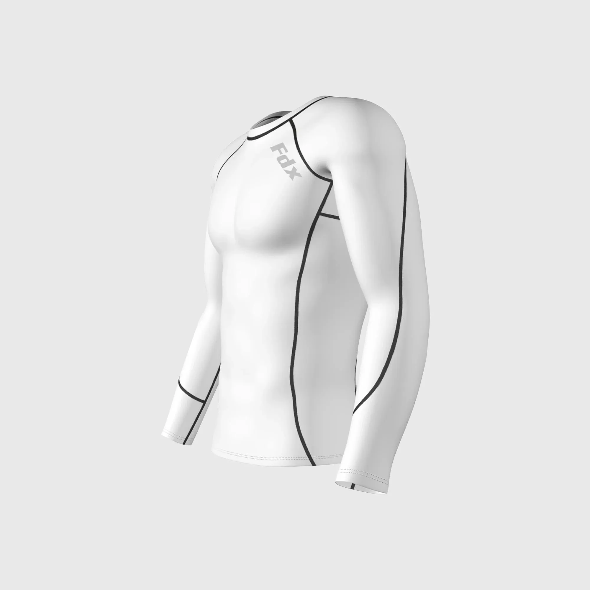 Fdx Cosmic White Men's Compression Thermal Winter Base Layer Shirt
