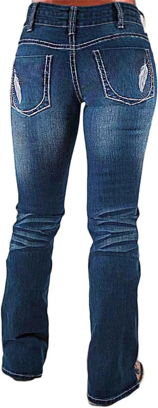 Flamingals Bootcut Wide Leg Low Rise Ripped Button Up Denim Pants