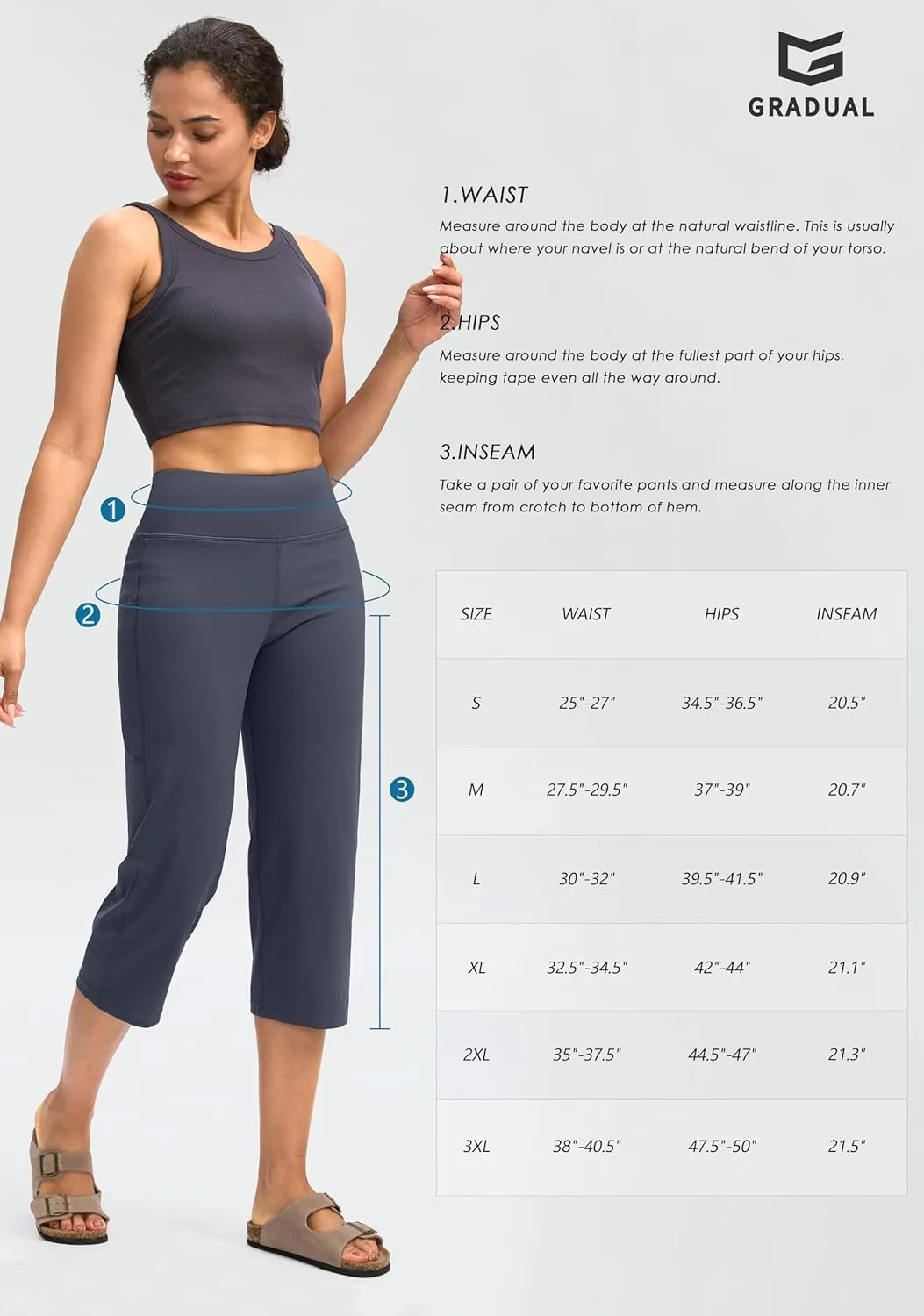 G Gradual Capri Pants for Women High Waist Workout Yoga Pants with Pockets Tummy Control Leggings Crop Straight