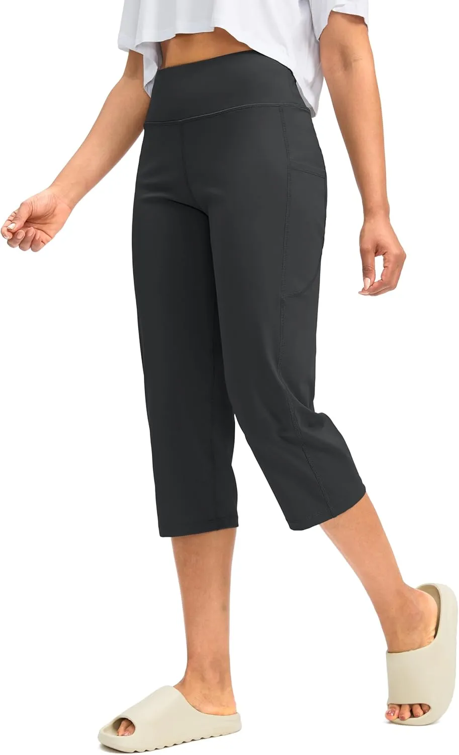 G Gradual Capri Pants for Women High Waist Workout Yoga Pants with Pockets Tummy Control Leggings Crop Straight