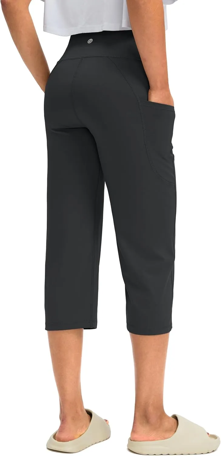 G Gradual Capri Pants for Women High Waist Workout Yoga Pants with Pockets Tummy Control Leggings Crop Straight