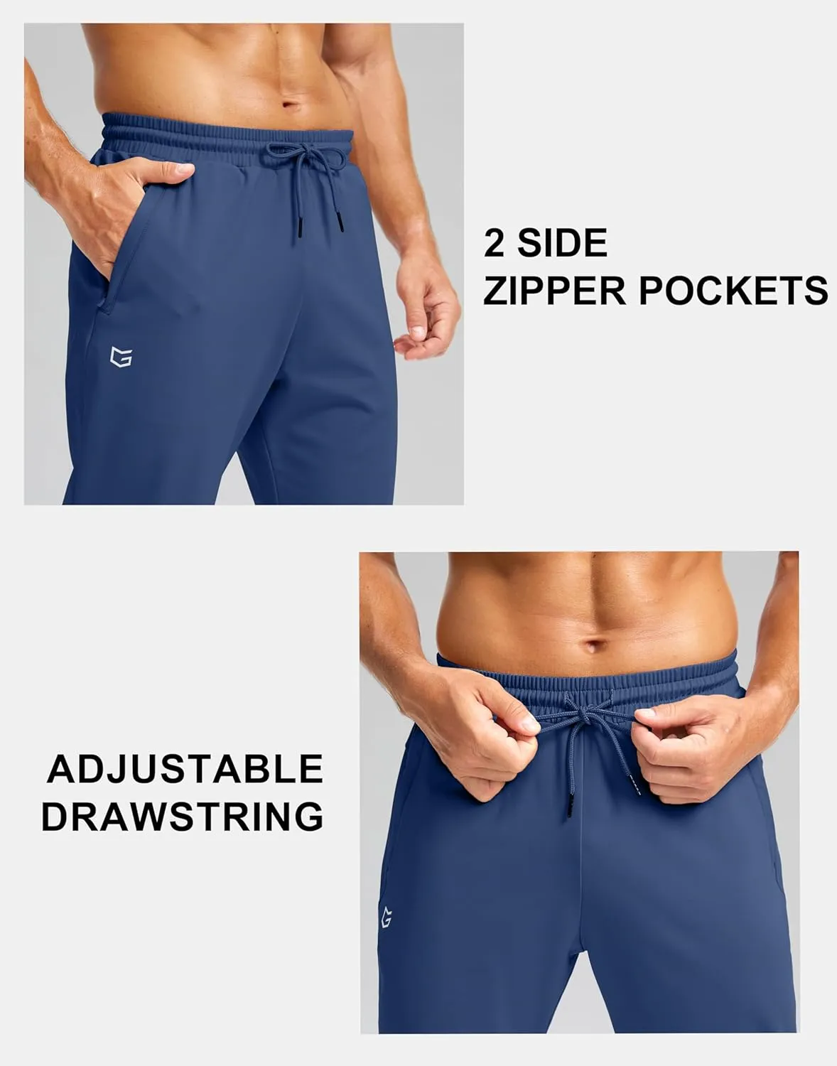 G Gradual Men's Fleece Joggers with Zipper Pockets Winter Warm Pants Water Resistant Athletic Workout Gym Sweatpants for Men