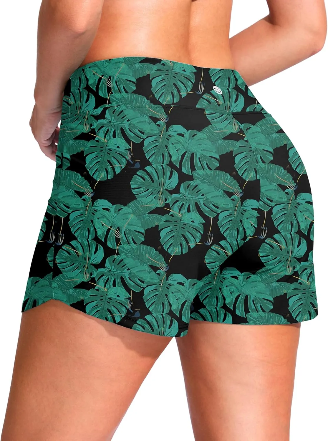 G Gradual Women's 4" Swim Board Shorts High Waisted Tummy Control Swimsuit Bathing Suit Bottoms for Women with Liner Pocket