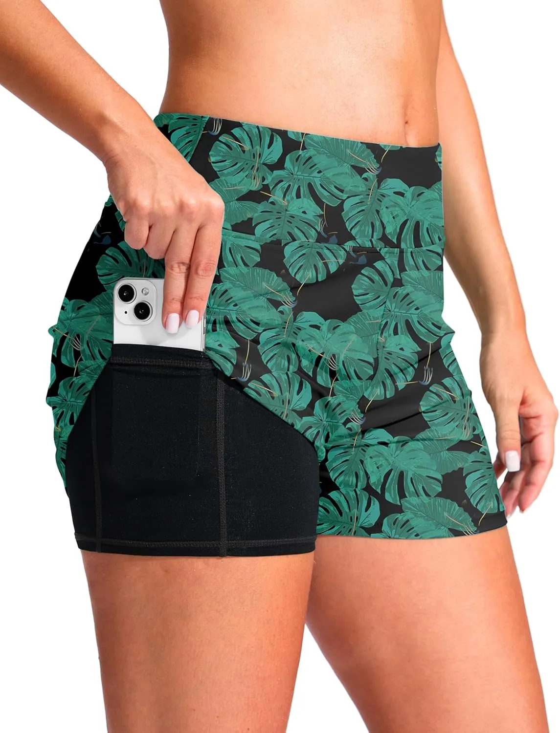 G Gradual Women's 4" Swim Board Shorts High Waisted Tummy Control Swimsuit Bathing Suit Bottoms for Women with Liner Pocket