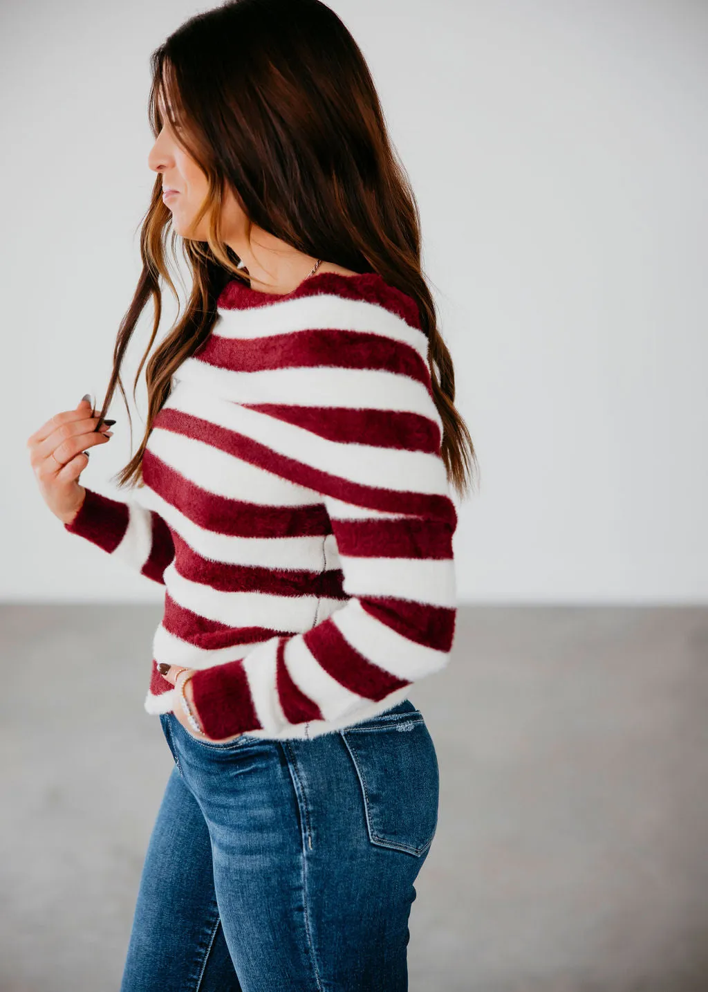 Gen Striped Off-Shoulder Sweater