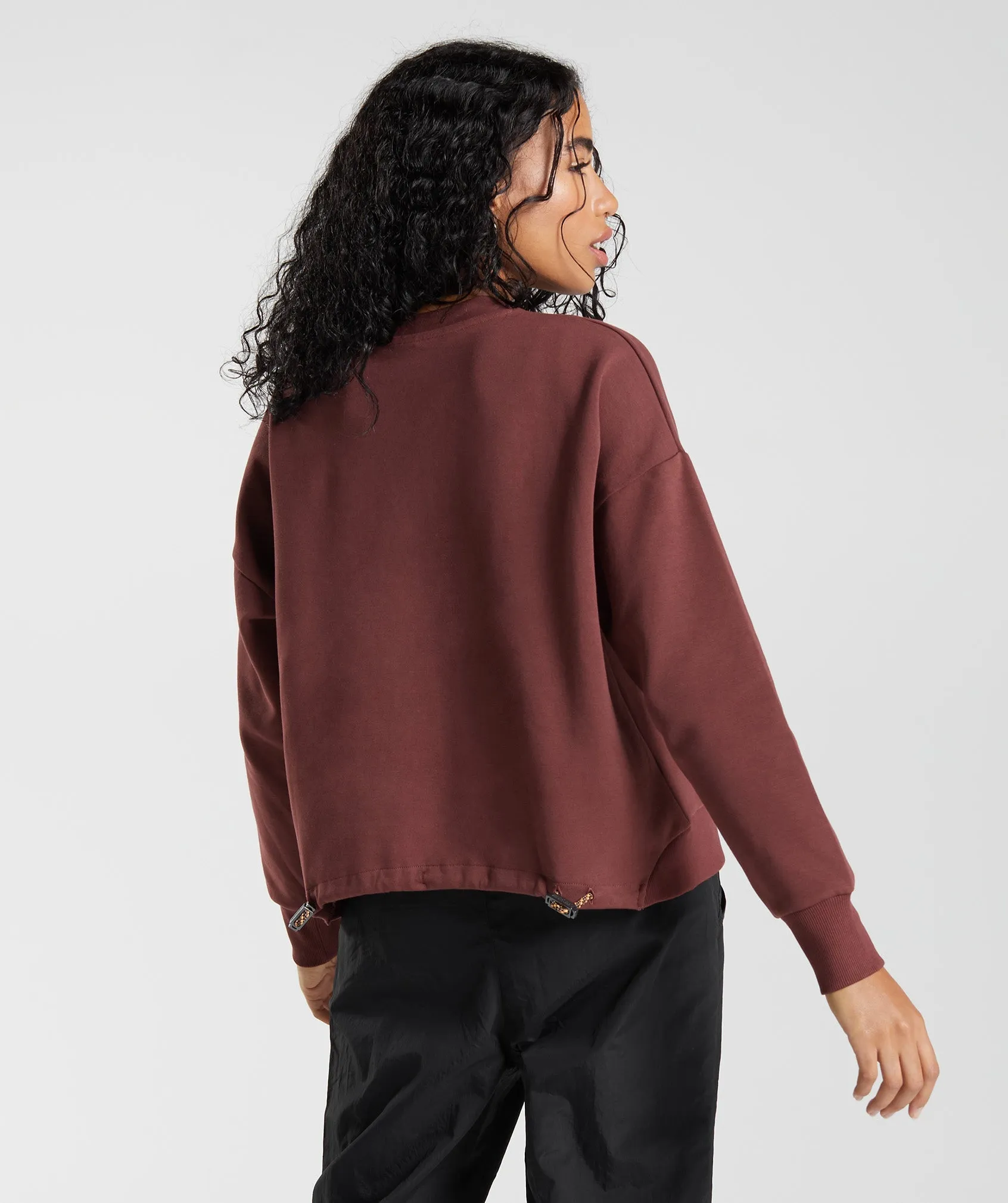 Gymshark Retake Sweat Crew - Cherry Brown