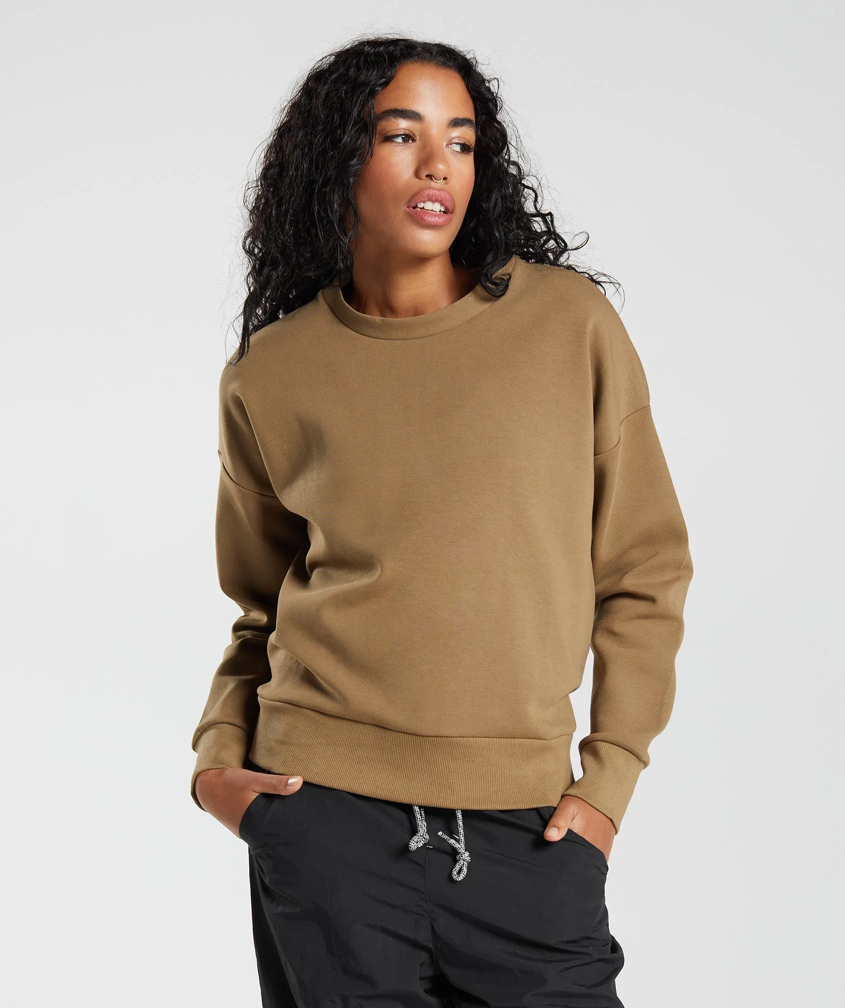 Gymshark Retake Sweat Crew - Puddle Brown