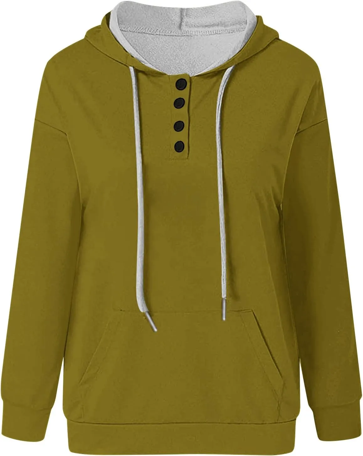Hoodies for Women Button Down Black Hoodie Plain Loose Fit Sweatshirt Casual Fashion Holiday Pullover Top with Pockets