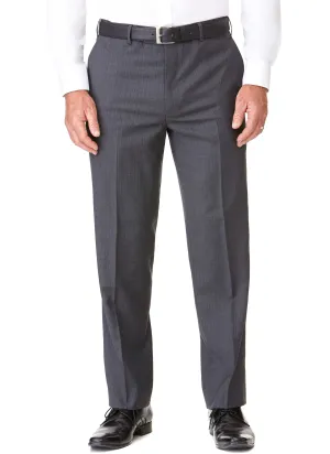 HOTHAM FLAT FRONT TROUSER - GREY SELF STRIPE
