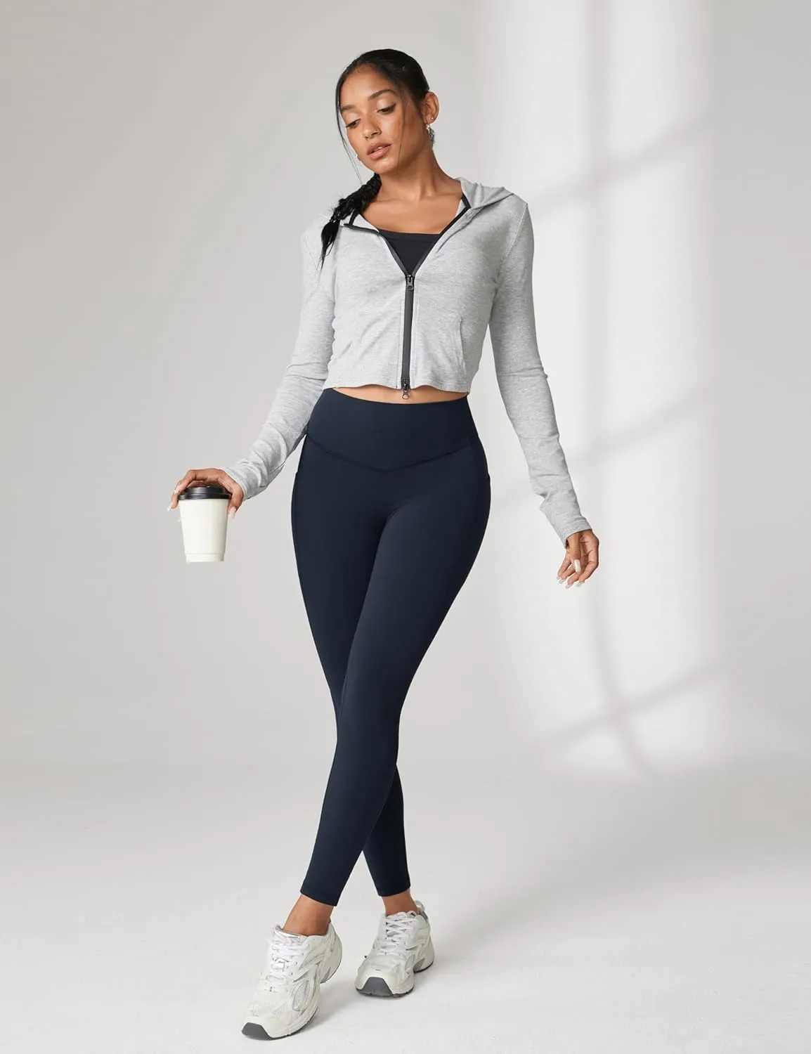 Hugcurve No Front Seam High Waisted Workout Leggings with Pockets for Women Buttery Soft Yoga Pants Gym Tights - 25''