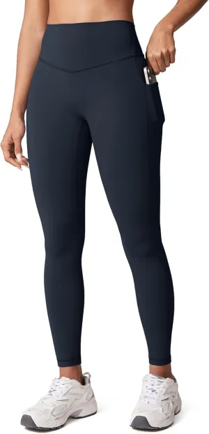 Hugcurve No Front Seam High Waisted Workout Leggings with Pockets for Women Buttery Soft Yoga Pants Gym Tights - 25''