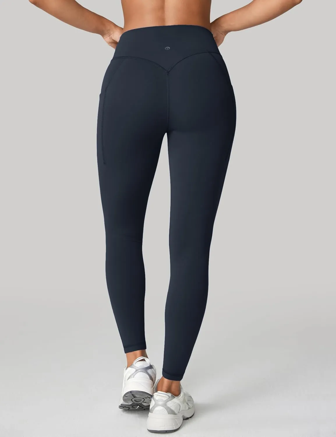 Hugcurve No Front Seam High Waisted Workout Leggings with Pockets for Women Buttery Soft Yoga Pants Gym Tights - 25''