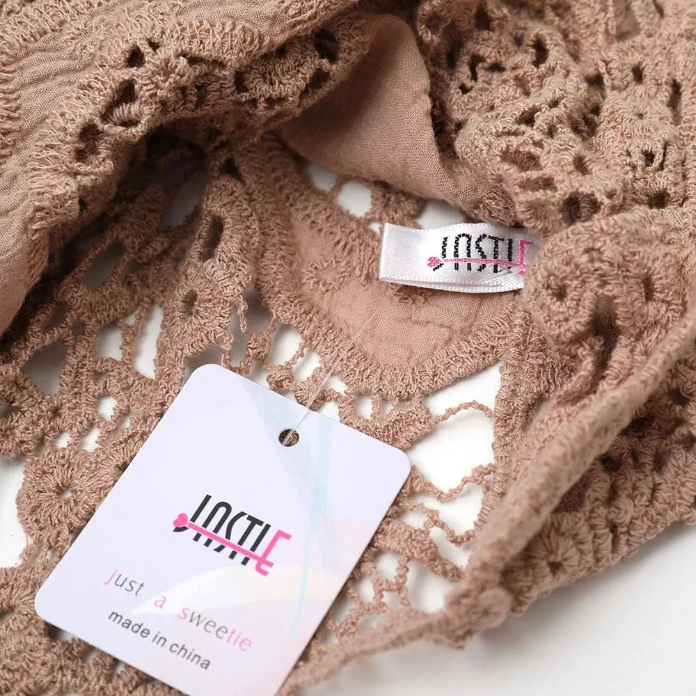 JASTIE Women Open Stitch Cardigan Boho Sleeveless Hippie Summer Hollow Out Solid Crochet Vest