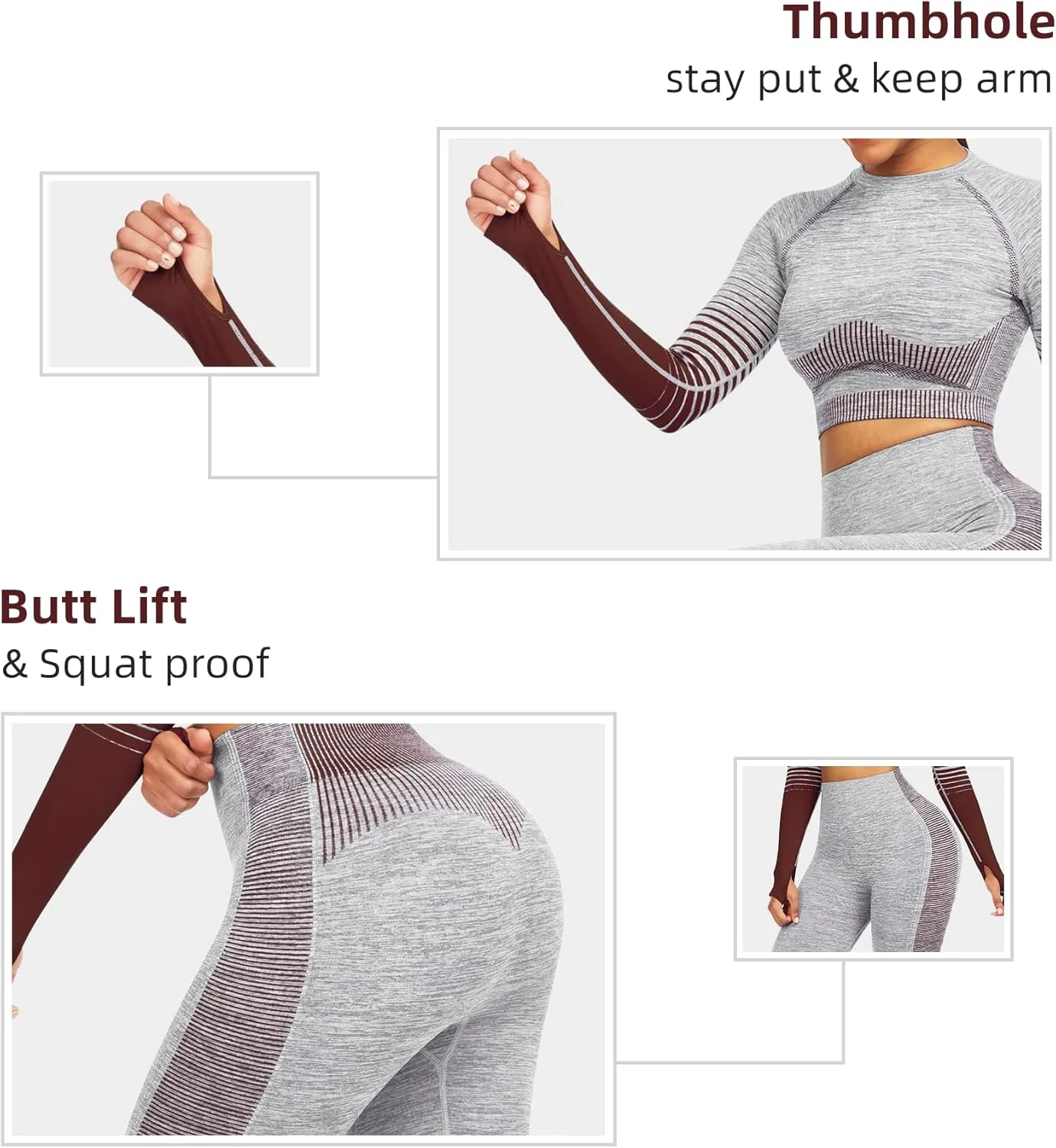 JOYMODE Workout Sets for Women 2 Piece High Waist Seamless Leggings and Crop Top Yoga Outfit