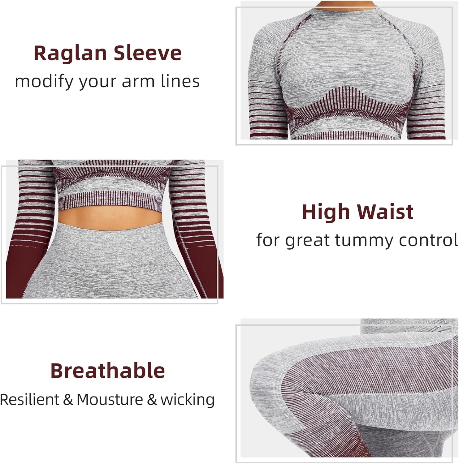 JOYMODE Workout Sets for Women 2 Piece High Waist Seamless Leggings and Crop Top Yoga Outfit