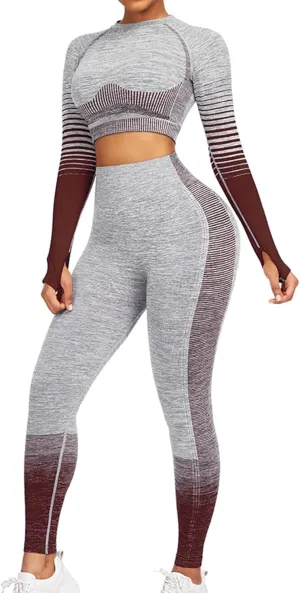 JOYMODE Workout Sets for Women 2 Piece High Waist Seamless Leggings and Crop Top Yoga Outfit