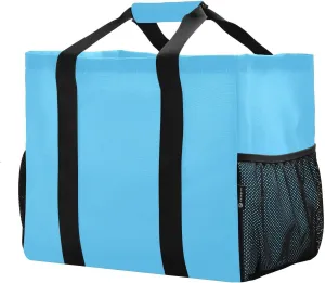 JUNZAN Teal Large Utility Tote Bag Collapsable Beach Bag Waterproof Reusable Grocery Bags with Handles Laundry Tote Bag
