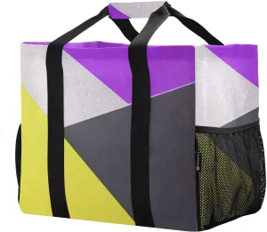 JUNZAN Teal Large Utility Tote Bag Collapsable Beach Bag Waterproof Reusable Grocery Bags with Handles Laundry Tote Bag