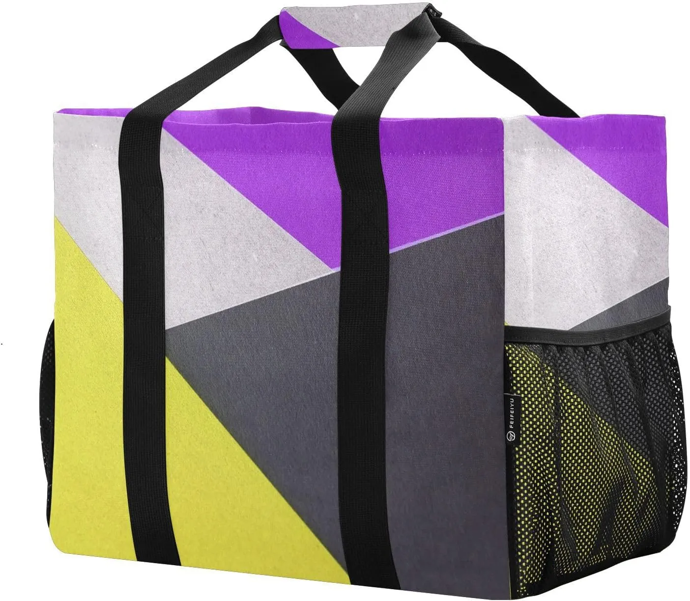 JUNZAN Teal Large Utility Tote Bag Collapsable Beach Bag Waterproof Reusable Grocery Bags with Handles Laundry Tote Bag