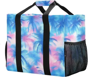 JUNZAN Tropical Watercolour Blue Utility Storage Bags Collapsable Beach Tote Waterproof Grocery Bags Reusable Canvas Canvas Laundry Bag