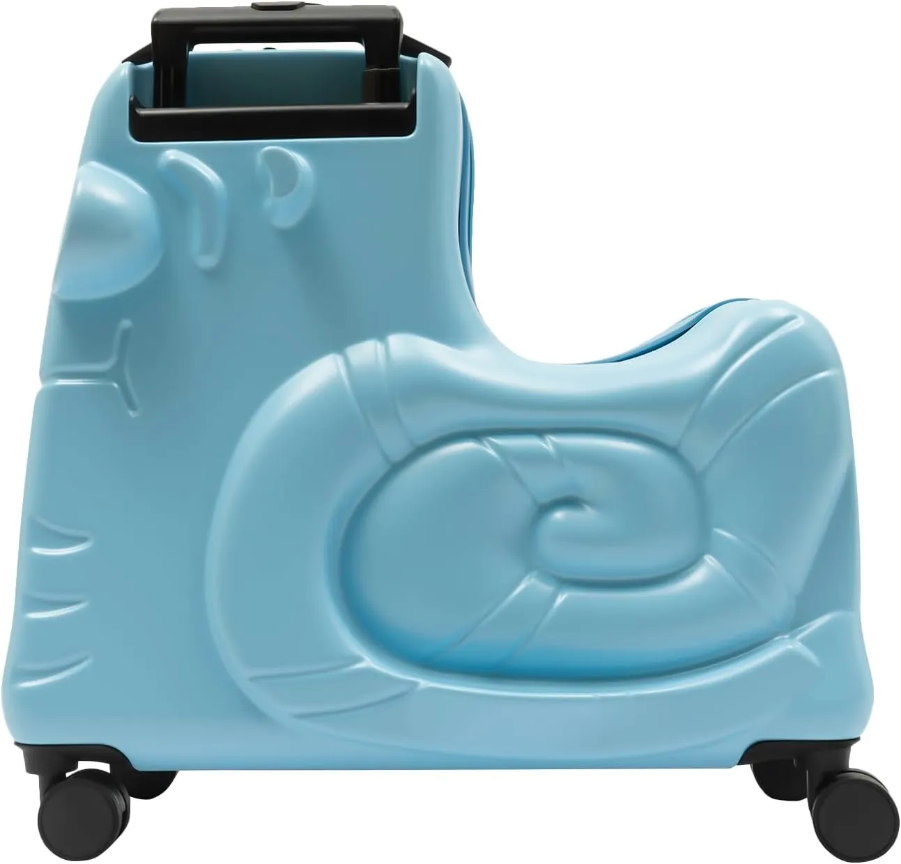 Kids Ride-On Luggage 20" with Spinner Wheels, Children's Travel Suitcase with Seat & Password Lock, Blue Cartoon Carry-On Trolley for Ages 1-6