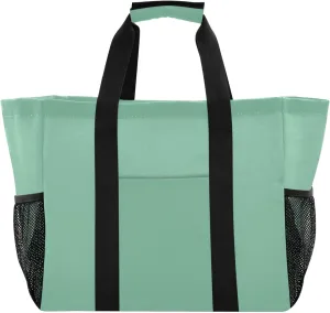 KLL Beach Bag Canvas Collapsable With Pockets Grocery Shopping Tote