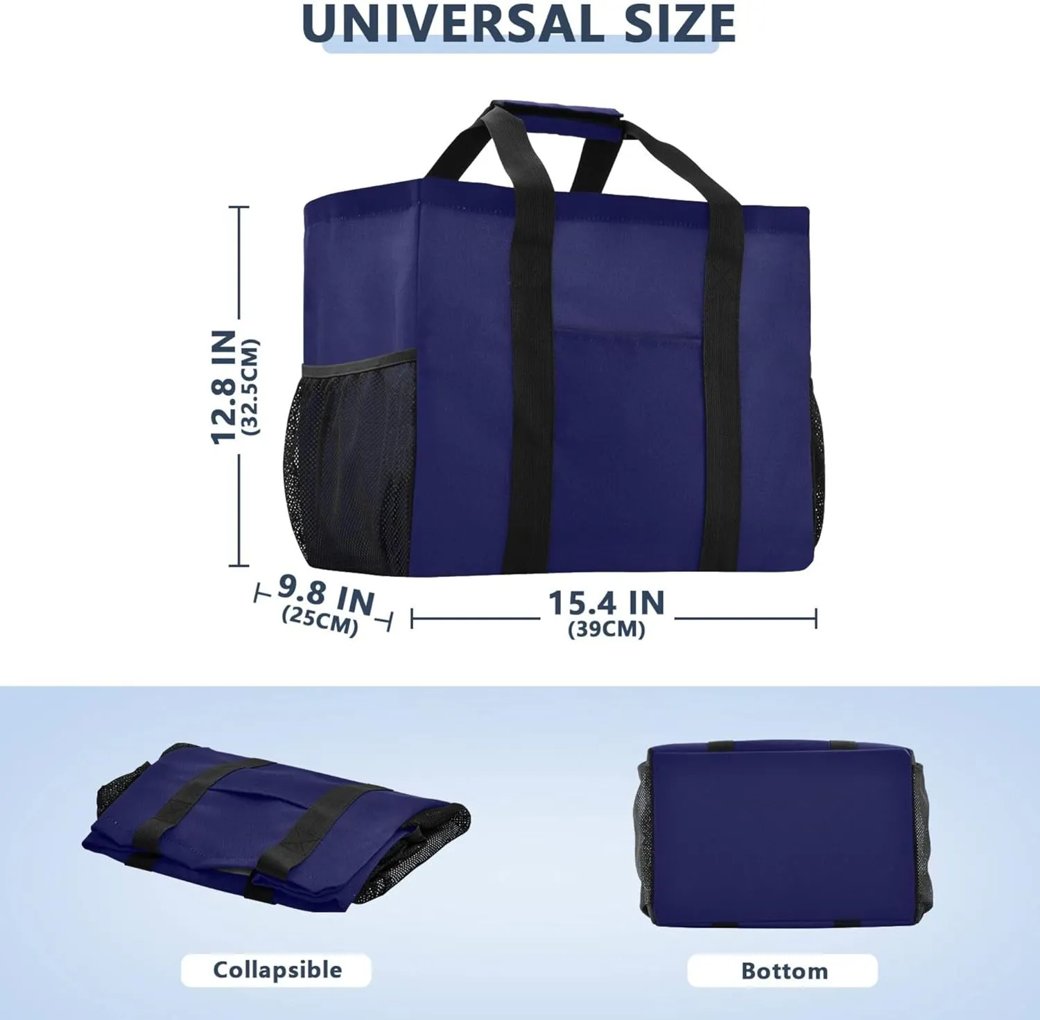 KLL Beach Bag Canvas Collapsable With Pockets Grocery Shopping Tote