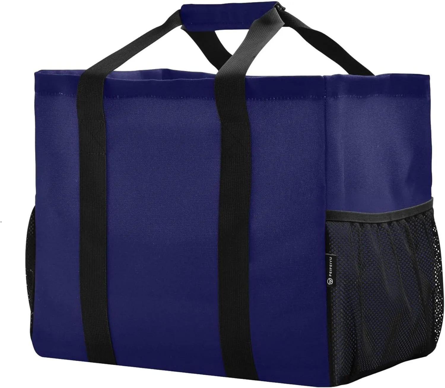 KLL Beach Bag Canvas Collapsable With Pockets Grocery Shopping Tote