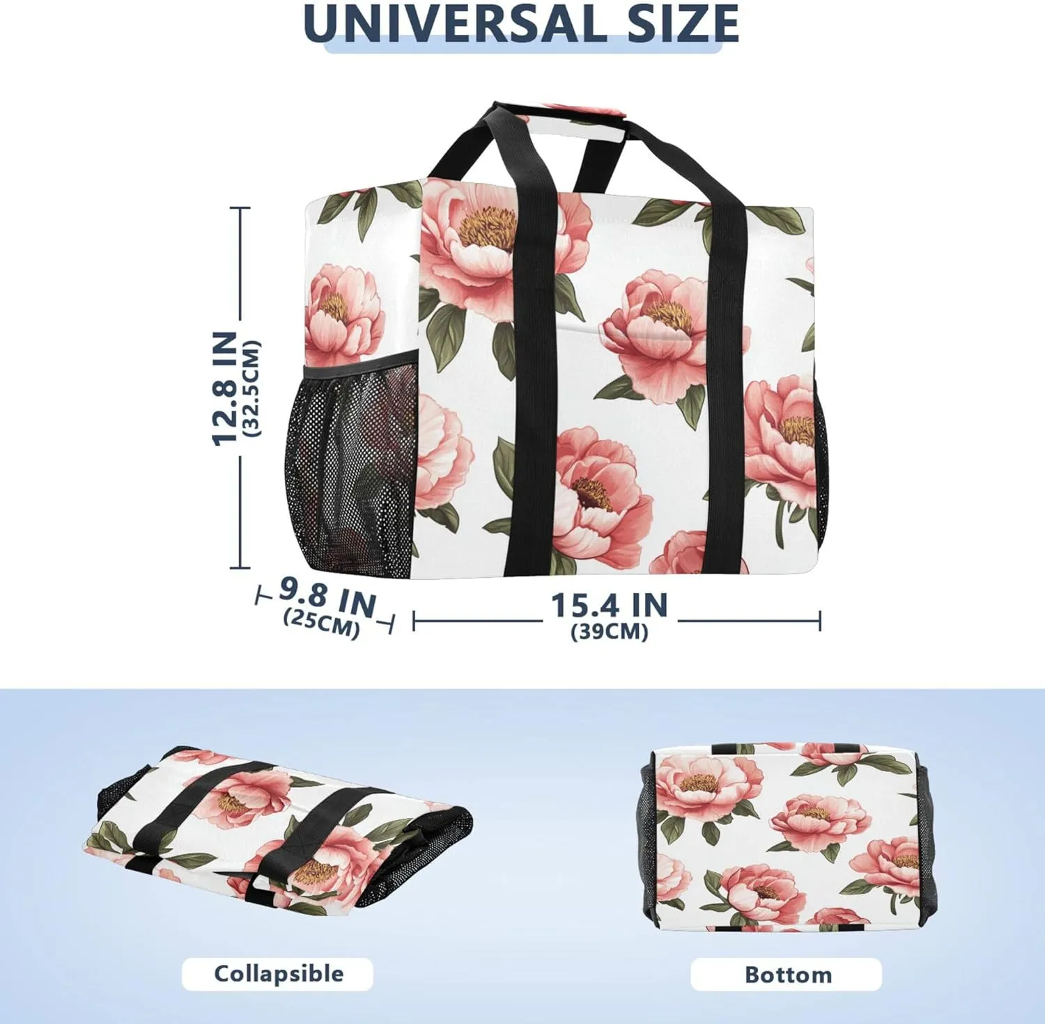 KLL Beach Bag Tote Canvas Foldable Waterproof Grocery Bags Reusable