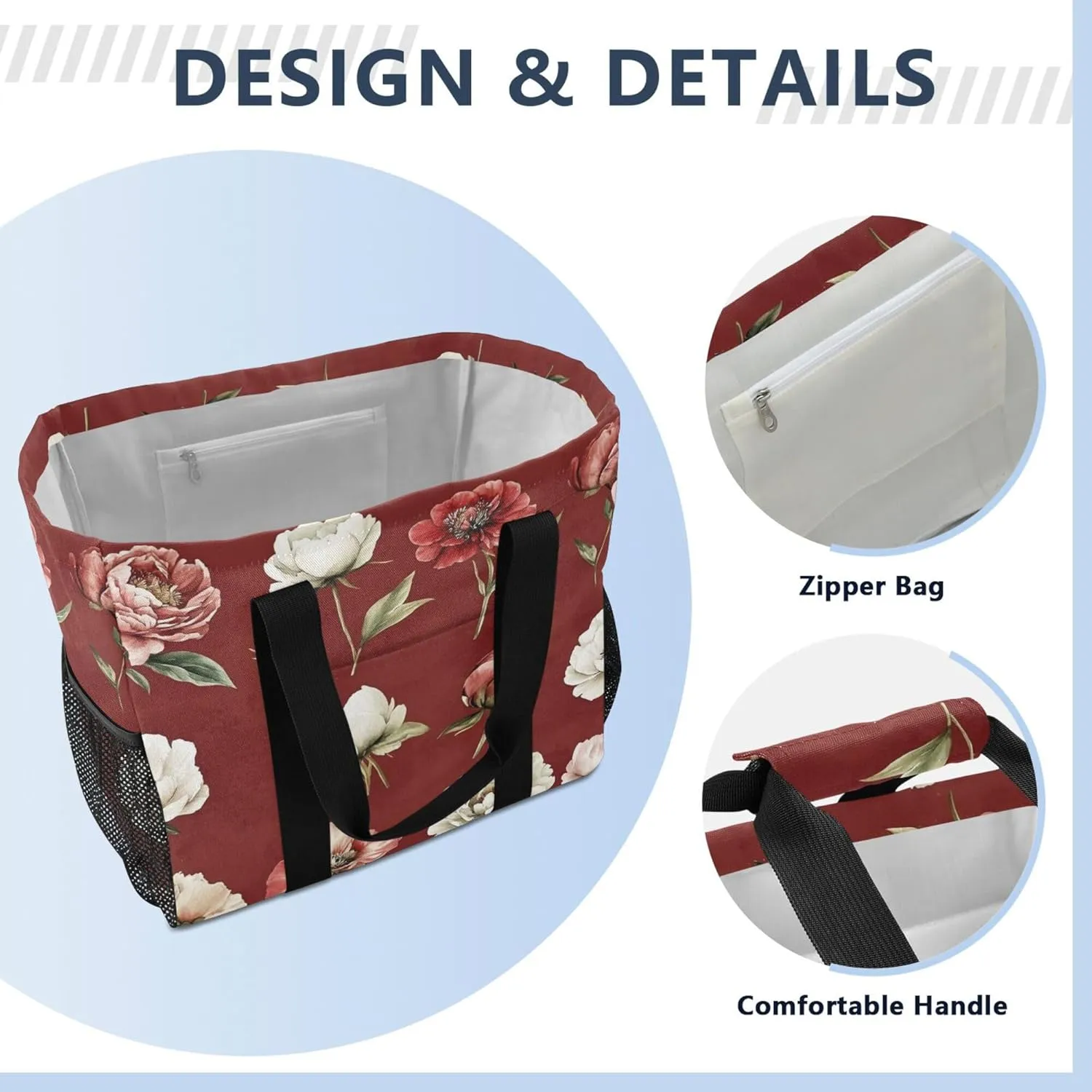 KLL Beach Bag Tote Canvas Foldable Waterproof Grocery Bags Reusable