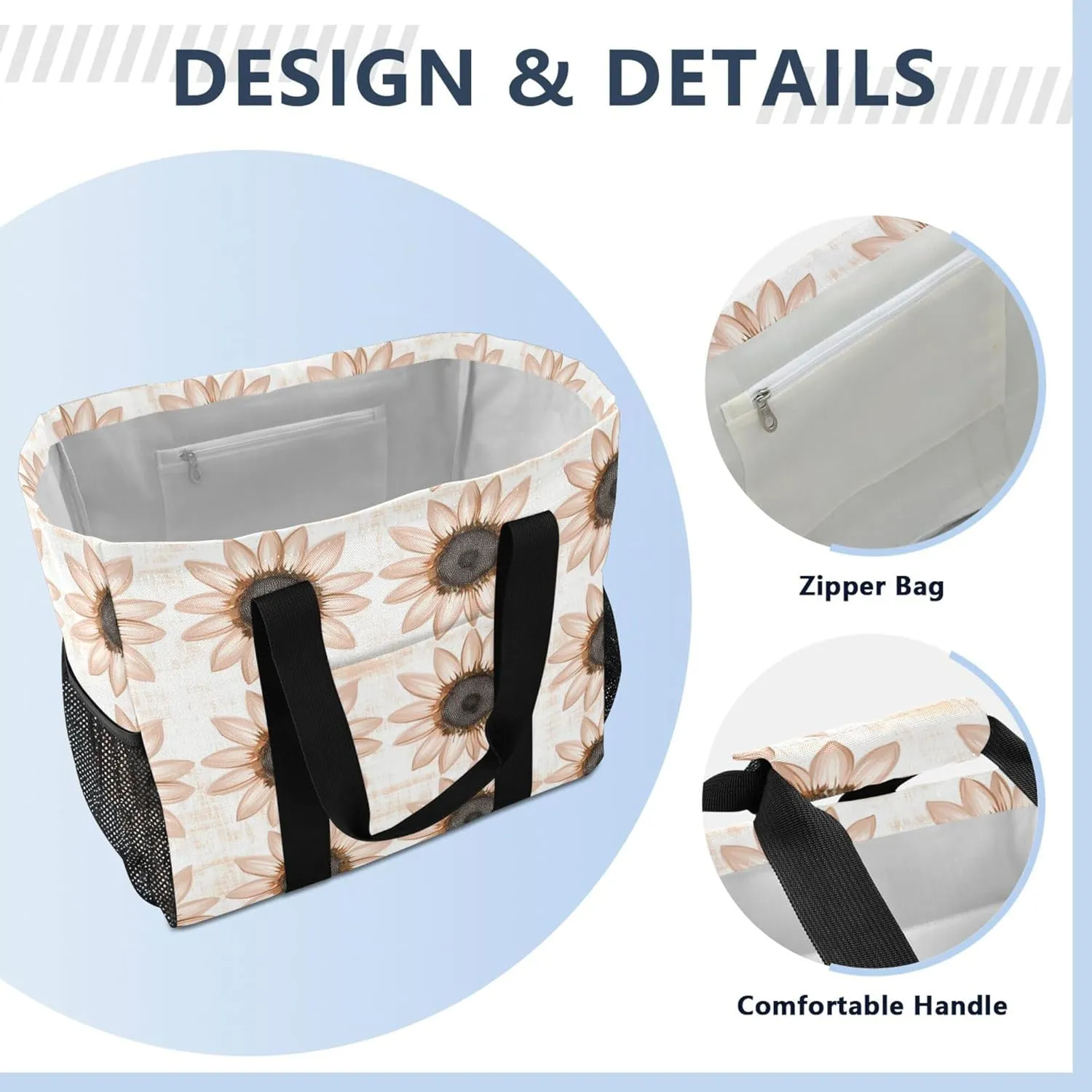 KLL Beach Bags Canvas Collapsable Waterproof Laundry Bag Tote