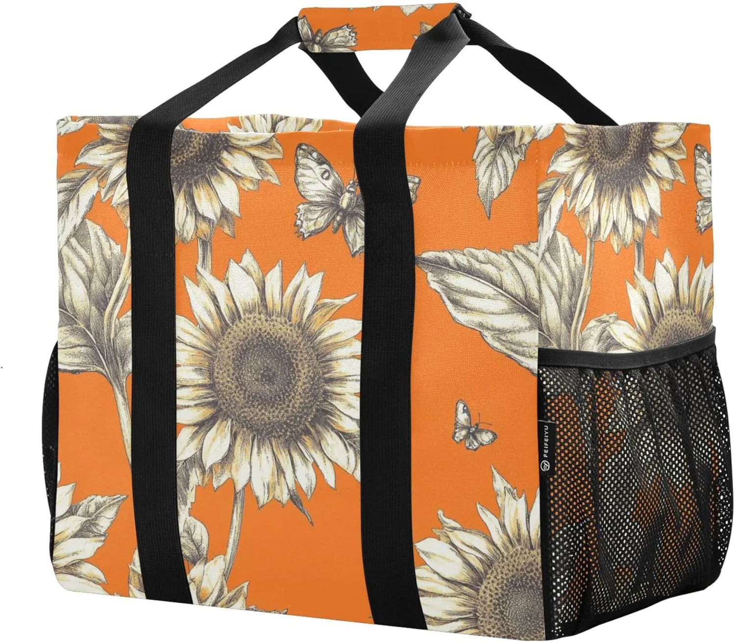 KLL Beach Tote Bag with Handles Collapsable With Pockets Reusable Shopping Bag