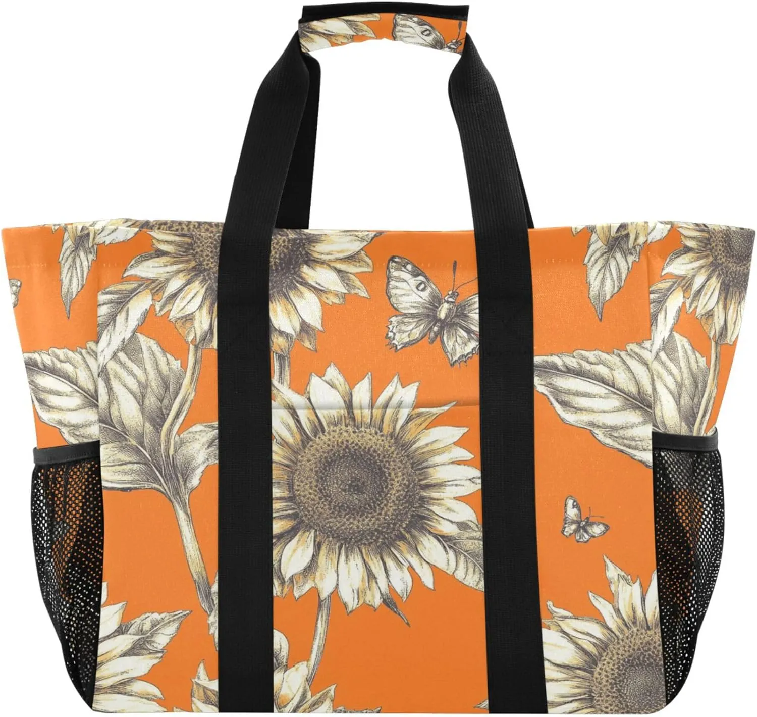 KLL Beach Tote Bag with Handles Collapsable With Pockets Reusable Shopping Bag