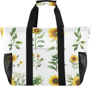 KLL Beach Tote Bag with Handles Collapsable With Pockets Reusable Shopping Bag
