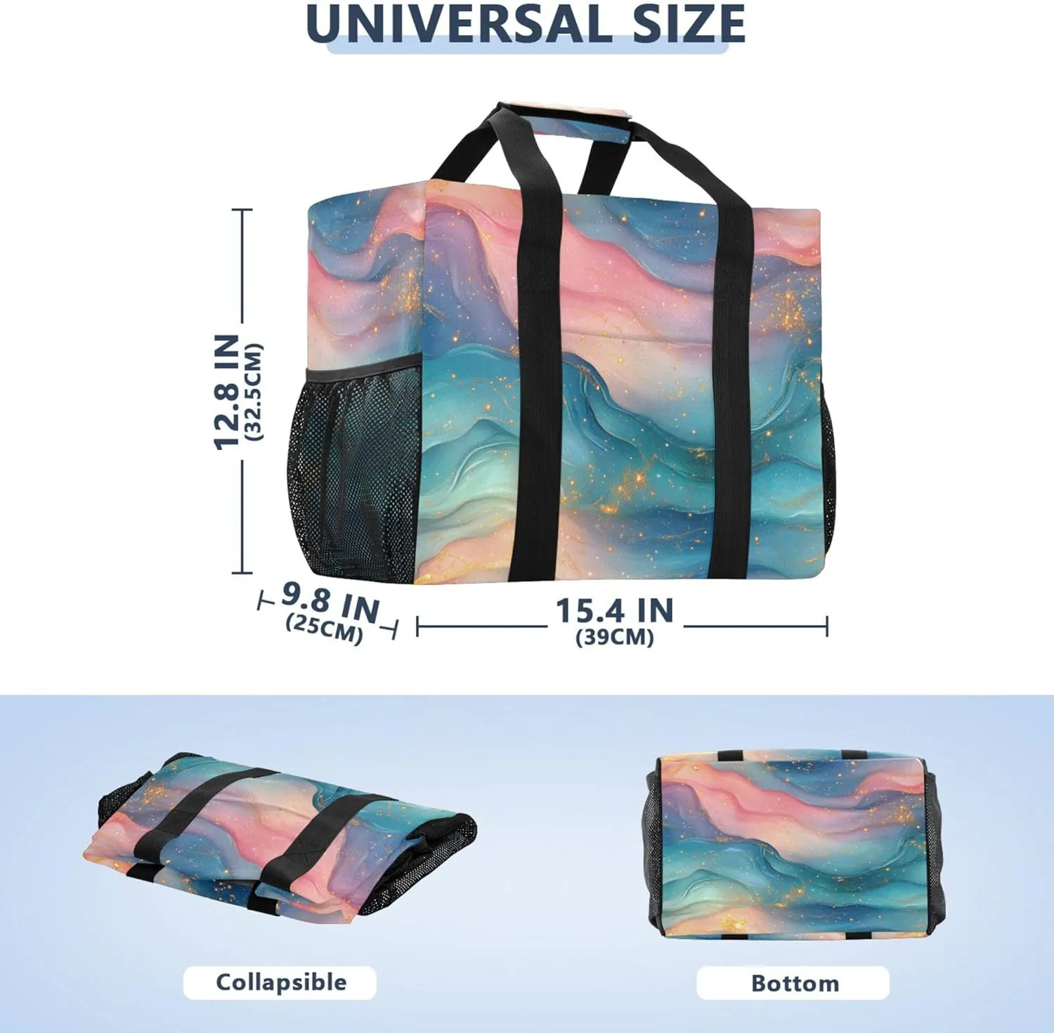 KLL Beach Tote Bag with Handles Foldable Sandproof Laundry Bag Travel