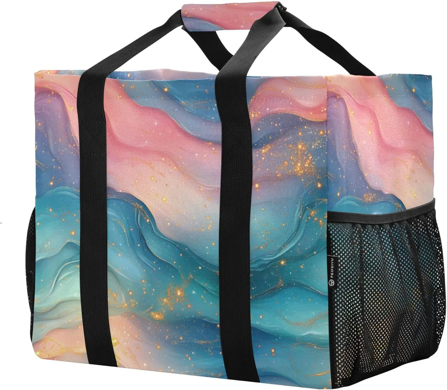 KLL Beach Tote Bag with Handles Foldable Sandproof Laundry Bag Travel