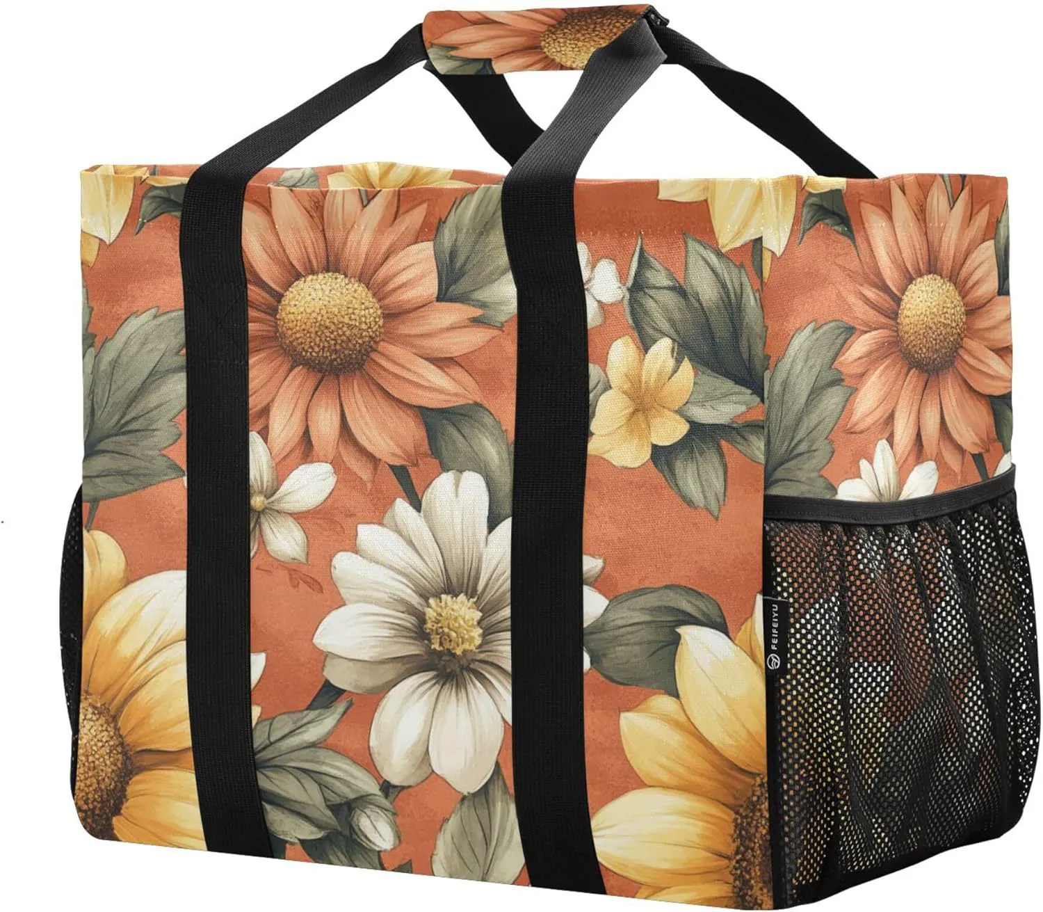 KLL Beach Tote Bag with Handles Foldable With Compartments Shopping Bags For Groceries
