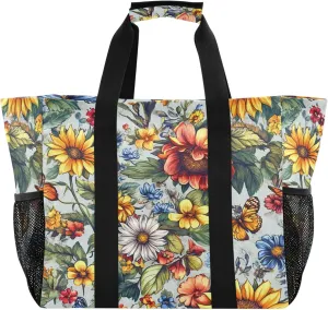 KLL Beach Tote Bag with Handles Foldable With Compartments Shopping Bags For Groceries