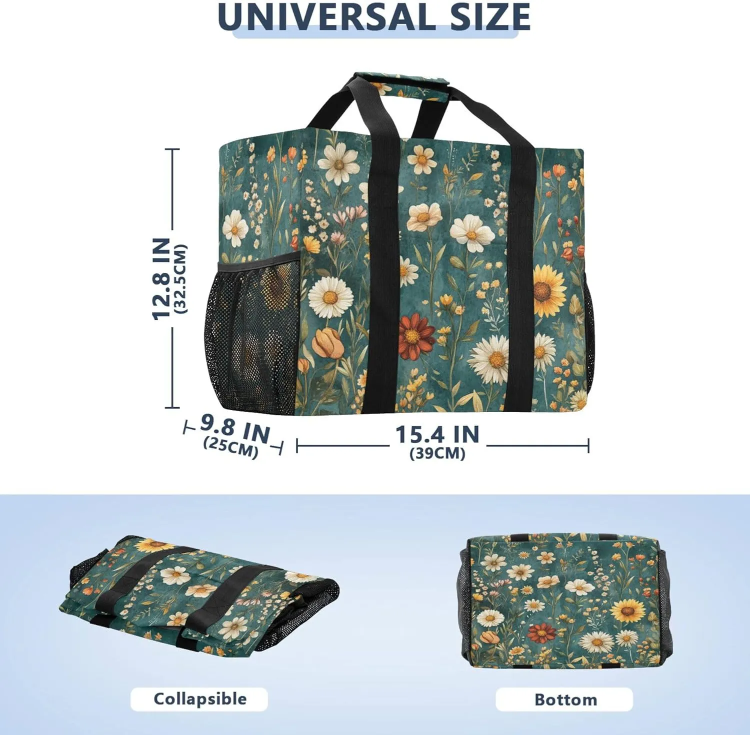 KLL Beach Tote Bag with Handles Foldable With Compartments Shopping Bags For Groceries