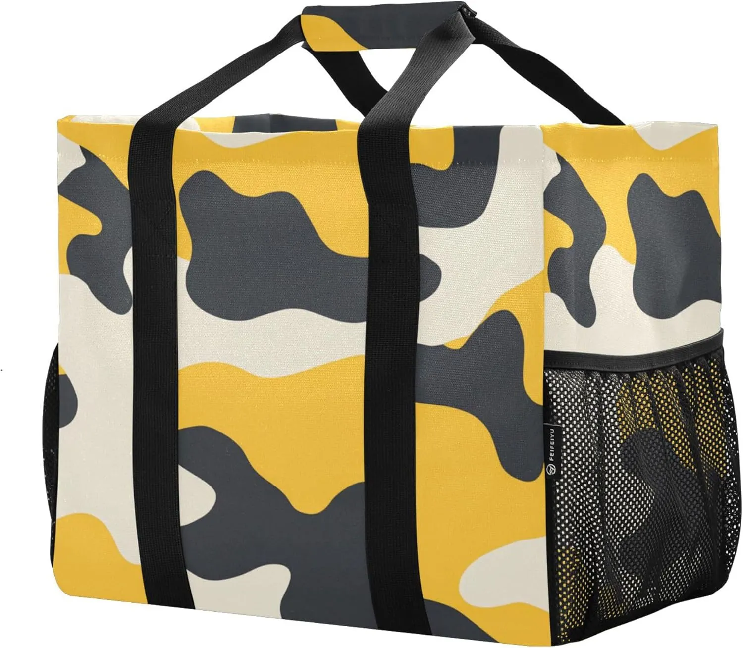 KLL Large Utility Tote Bag For Women Canvas Collapsable With Compartments Laundry Carrying Bag