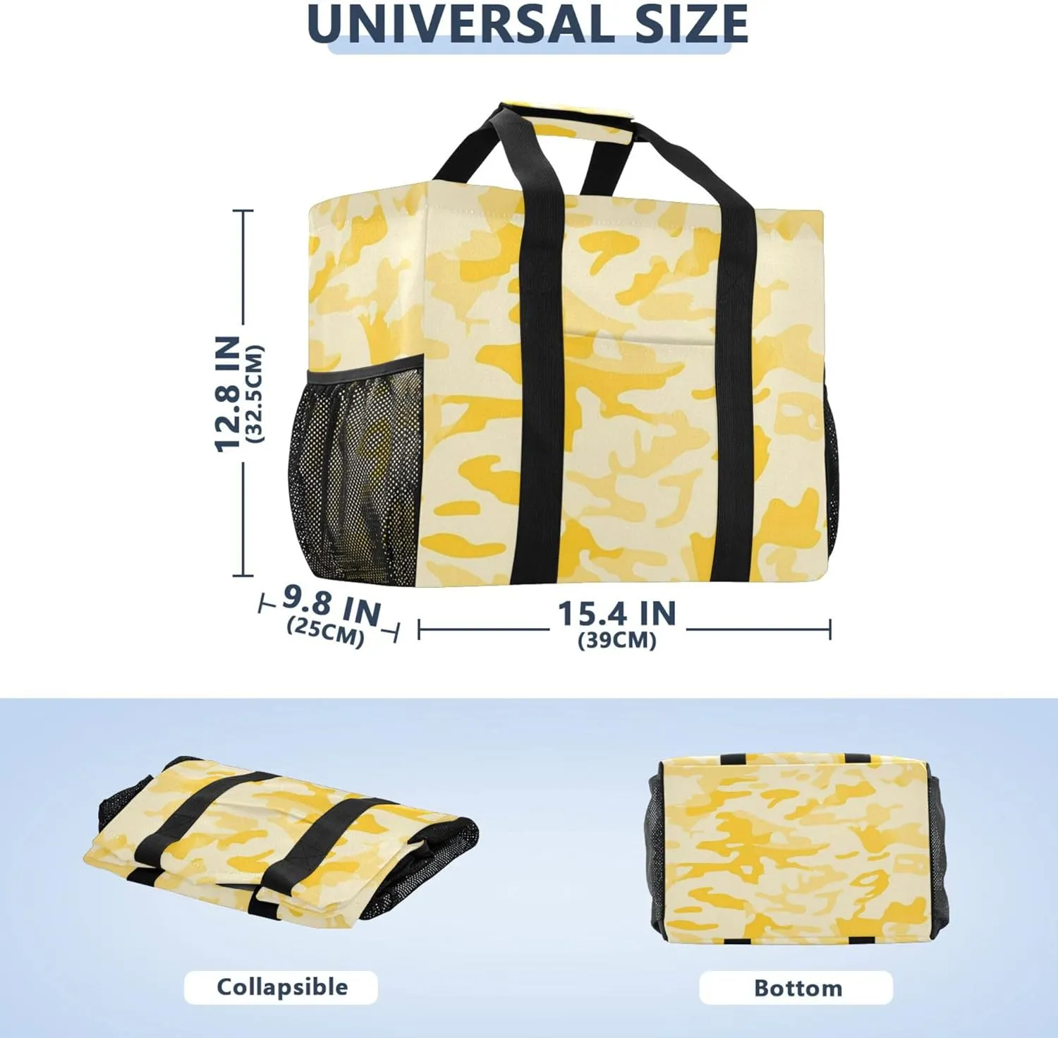 KLL Large Utility Tote Bag For Women Canvas Collapsable With Compartments Laundry Carrying Bag